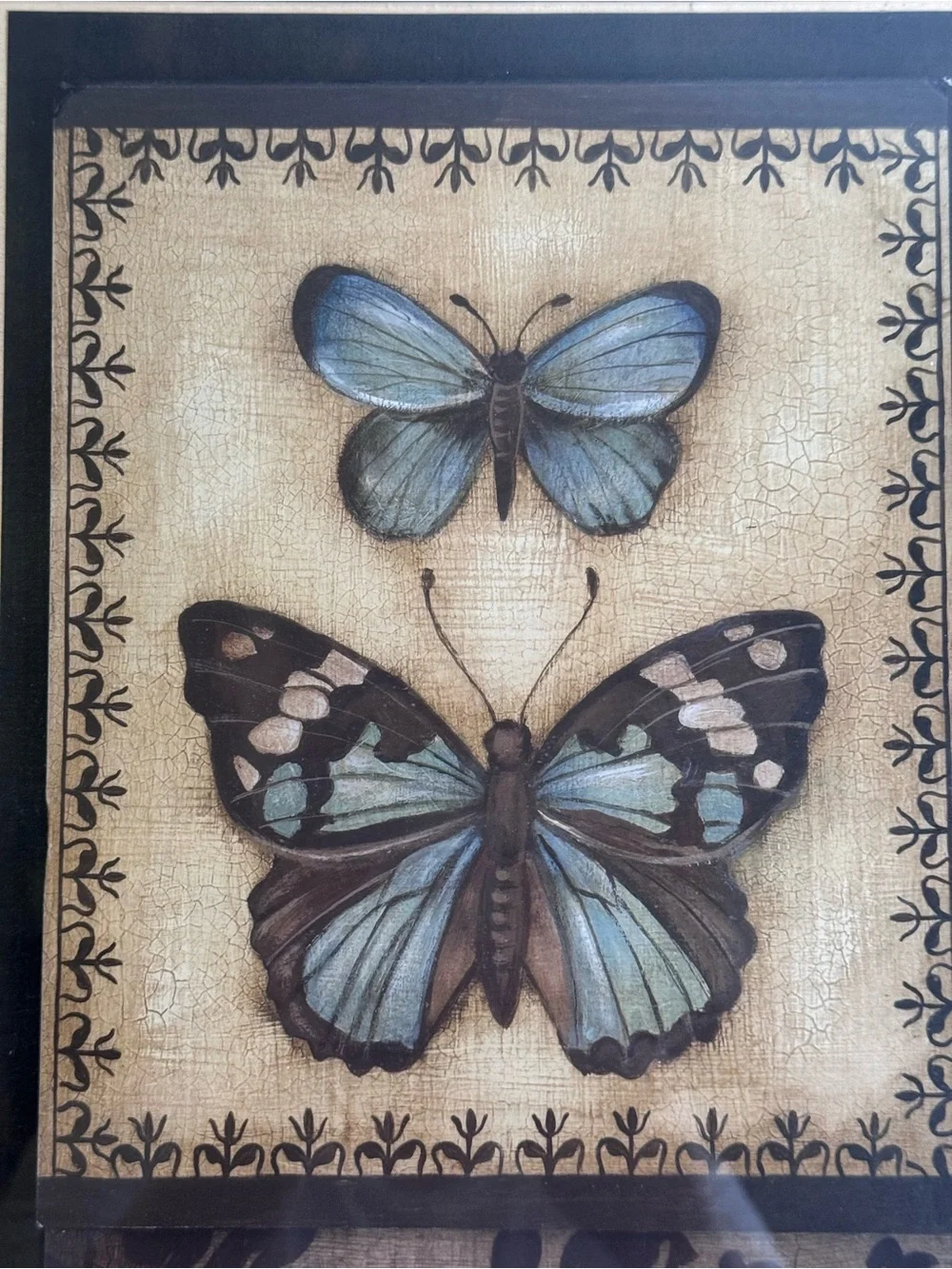 Framed Blue Butterfly Wall Art - Home Wall Decor